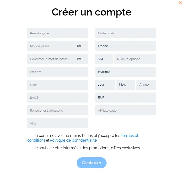 Registration process CRICPLAYERS CASINO